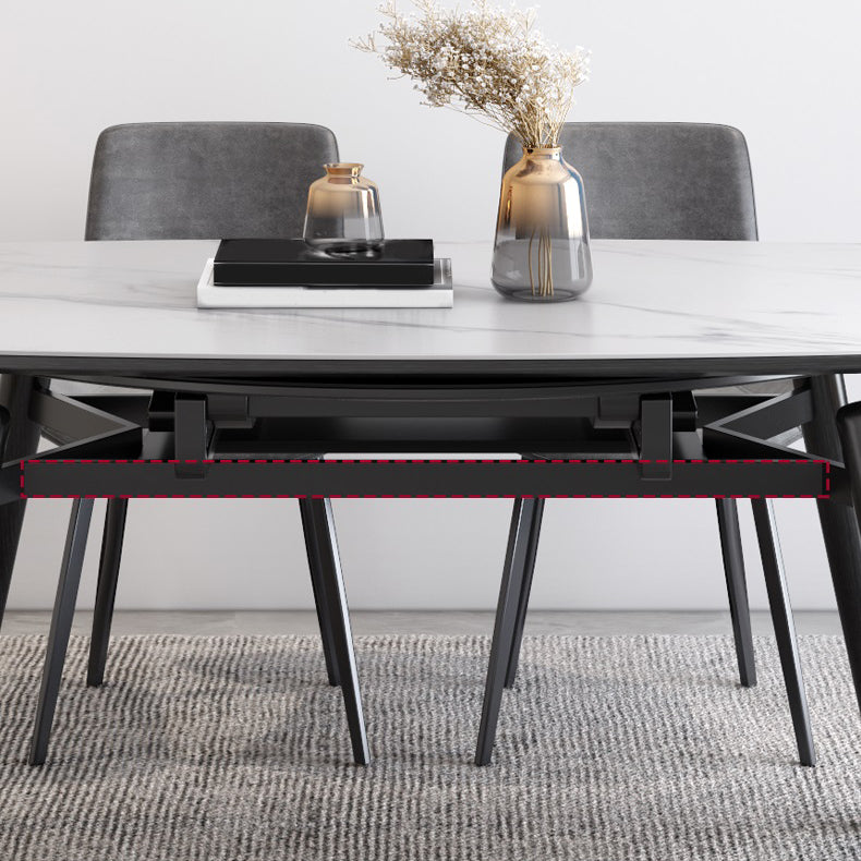 Contemporary Extendable Sintered Stone Table Round Shape Standard Dining Table for Kitchen Clearhalo ' dining_table' 'Dining Tables & Seating' 'Dining Tables' 'furn' 'furn_dining_table' 'Furniture' 'furniture_dining_table' 'Kitchen & Dining Furniture' 'kitchen&dining_furn' 'kitchen' 'kitchen_dining_table' 4195774