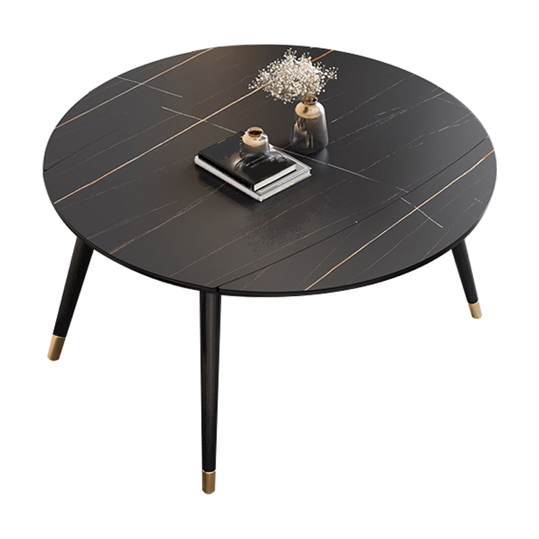 Contemporary Extendable Sintered Stone Table Round Shape Standard Dining Table for Kitchen Black Gold Without Chairs Clearhalo ' dining_table' 'Dining Tables & Seating' 'Dining Tables' 'furn' 'furn_dining_table' 'Furniture' 'furniture_dining_table' 'Kitchen & Dining Furniture' 'kitchen&dining_furn' 'kitchen' 'kitchen_dining_table' 4195776