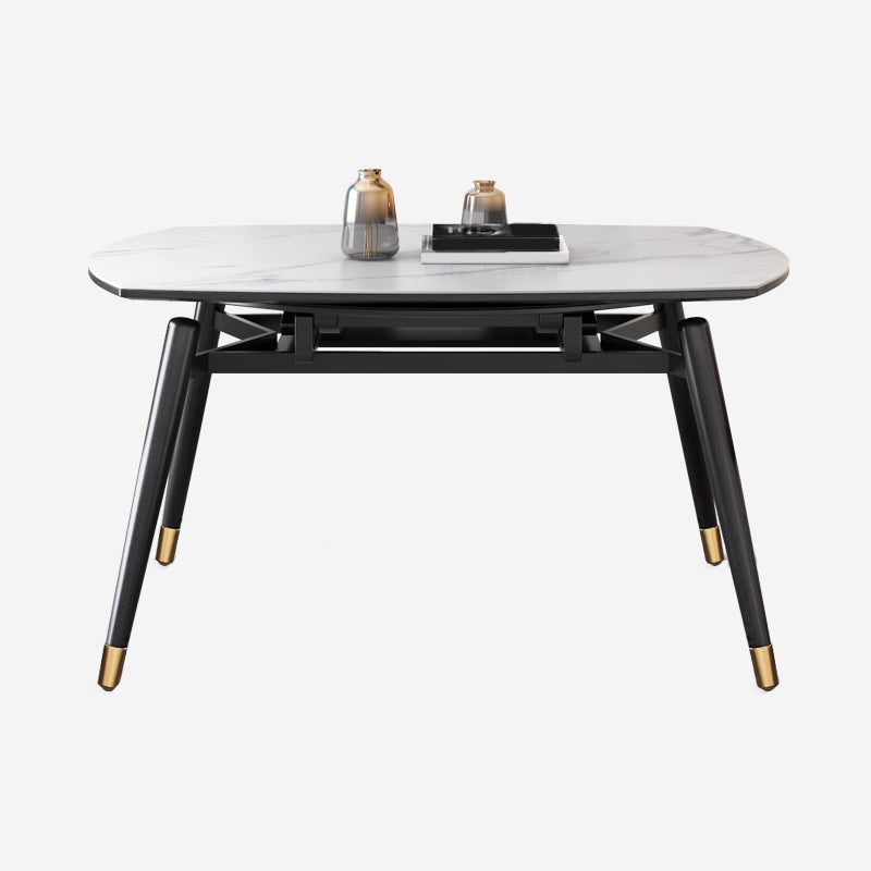 Contemporary Extendable Sintered Stone Table Round Shape Standard Dining Table for Kitchen Clearhalo ' dining_table' 'Dining Tables & Seating' 'Dining Tables' 'furn' 'furn_dining_table' 'Furniture' 'furniture_dining_table' 'Kitchen & Dining Furniture' 'kitchen&dining_furn' 'kitchen' 'kitchen_dining_table' 4195779