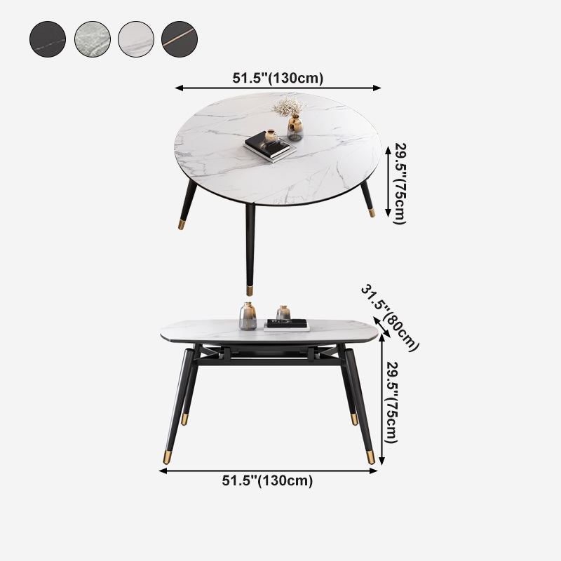 Contemporary Extendable Sintered Stone Table Round Shape Standard Dining Table for Kitchen Clearhalo ' dining_table' 'Dining Tables & Seating' 'Dining Tables' 'furn' 'furn_dining_table' 'Furniture' 'furniture_dining_table' 'Kitchen & Dining Furniture' 'kitchen&dining_furn' 'kitchen' 'kitchen_dining_table' 4195782