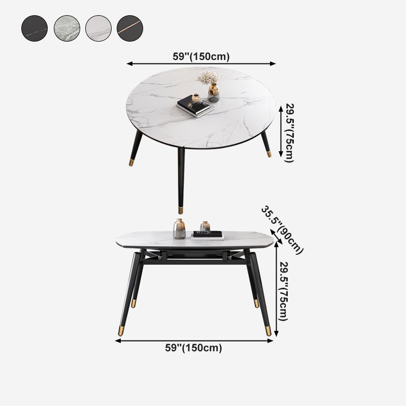 Contemporary Extendable Sintered Stone Table Round Shape Standard Dining Table for Kitchen Clearhalo ' dining_table' 'Dining Tables & Seating' 'Dining Tables' 'furn' 'furn_dining_table' 'Furniture' 'furniture_dining_table' 'Kitchen & Dining Furniture' 'kitchen&dining_furn' 'kitchen' 'kitchen_dining_table' 4195783