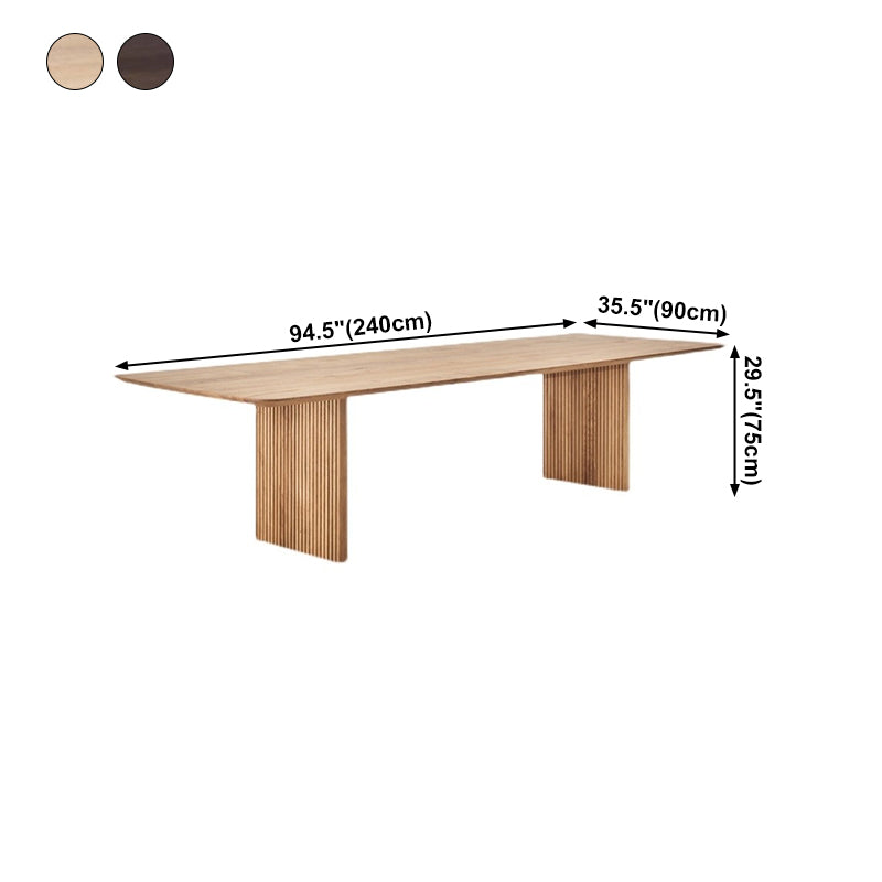 Rectangle Casual Dining Table Wood Color Double Pedestal with Solid Wood Clearhalo ' dining_table' 'Dining Tables & Seating' 'Dining Tables' 'furn' 'furn_dining_table' 'Furniture' 'furniture_dining_table' 'Kitchen & Dining Furniture' 'kitchen&dining_furn' 'kitchen' 'kitchen_dining_table' 4195818