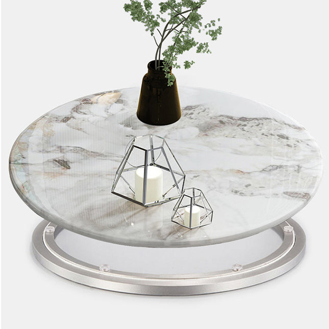 Glam Round Shape White Table Sintered Stone Standard Dining Table with Pedestal Base Clearhalo ' dining_table' 'Dining Tables & Seating' 'Dining Tables' 'furn' 'furn_dining_table' 'Furniture' 'furniture_dining_table' 'Kitchen & Dining Furniture' 'kitchen&dining_furn' 'kitchen' 'kitchen_dining_table' 4195827