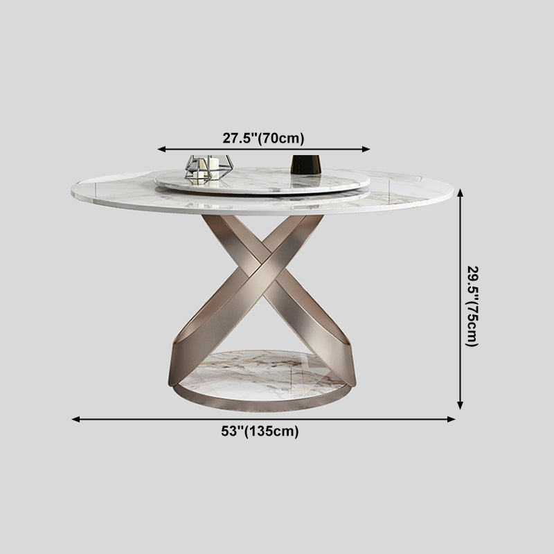 Glam Round Shape White Table Sintered Stone Standard Dining Table with Pedestal Base Clearhalo ' dining_table' 'Dining Tables & Seating' 'Dining Tables' 'furn' 'furn_dining_table' 'Furniture' 'furniture_dining_table' 'Kitchen & Dining Furniture' 'kitchen&dining_furn' 'kitchen' 'kitchen_dining_table' 4195832
