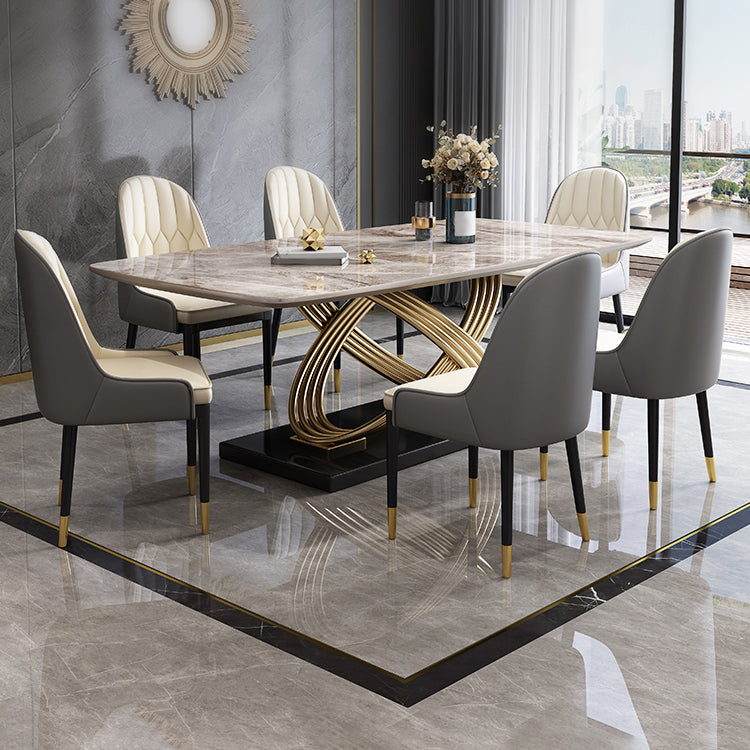 Traditional Luxury Rectangle Dining Table Stainless Steel Furniture for Indoor Clearhalo ' dining_table' 'Dining Tables & Seating' 'Dining Tables' 'furn' 'furn_dining_table' 'Furniture' 'furniture_dining_table' 'Kitchen & Dining Furniture' 'kitchen&dining_furn' 'kitchen' 'kitchen_dining_table' 4195833