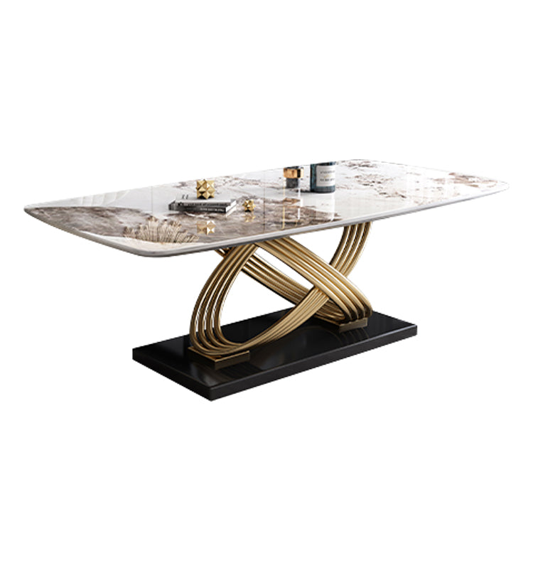Traditional Luxury Rectangle Dining Table Stainless Steel Furniture for Indoor Pandora Gold Without Chairs Clearhalo ' dining_table' 'Dining Tables & Seating' 'Dining Tables' 'furn' 'furn_dining_table' 'Furniture' 'furniture_dining_table' 'Kitchen & Dining Furniture' 'kitchen&dining_furn' 'kitchen' 'kitchen_dining_table' 4195837
