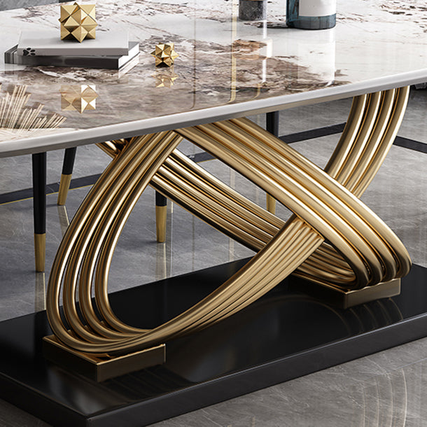 Traditional Luxury Rectangle Dining Table Stainless Steel Furniture for Indoor Clearhalo ' dining_table' 'Dining Tables & Seating' 'Dining Tables' 'furn' 'furn_dining_table' 'Furniture' 'furniture_dining_table' 'Kitchen & Dining Furniture' 'kitchen&dining_furn' 'kitchen' 'kitchen_dining_table' 4195839