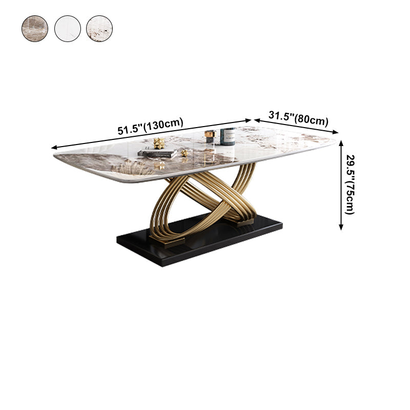 Traditional Luxury Rectangle Dining Table Stainless Steel Furniture for Indoor Clearhalo ' dining_table' 'Dining Tables & Seating' 'Dining Tables' 'furn' 'furn_dining_table' 'Furniture' 'furniture_dining_table' 'Kitchen & Dining Furniture' 'kitchen&dining_furn' 'kitchen' 'kitchen_dining_table' 4195849