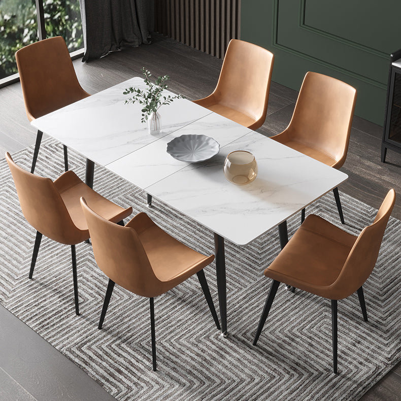 51.18''L Minimalist Sintered Stone Table Rectangle Extendable Dining Table for Kitchen Clearhalo ' dining_table' 'Dining Tables & Seating' 'Dining Tables' 'furn' 'furn_dining_table' 'Furniture' 'furniture_dining_table' 'Kitchen & Dining Furniture' 'kitchen&dining_furn' 'kitchen' 'kitchen_dining_table' 4195865