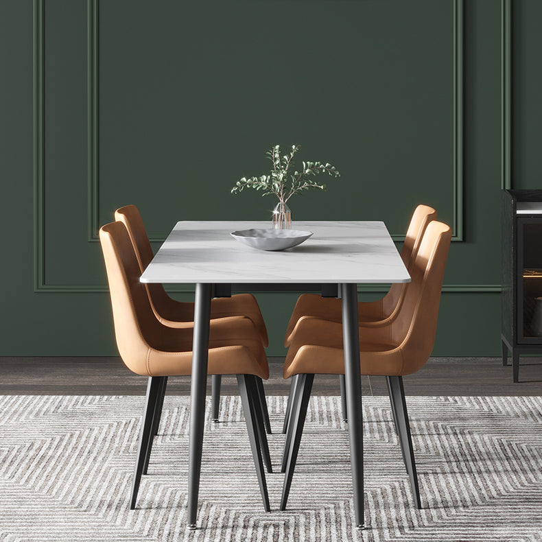 51.18''L Minimalist Sintered Stone Table Rectangle Extendable Dining Table for Kitchen Clearhalo ' dining_table' 'Dining Tables & Seating' 'Dining Tables' 'furn' 'furn_dining_table' 'Furniture' 'furniture_dining_table' 'Kitchen & Dining Furniture' 'kitchen&dining_furn' 'kitchen' 'kitchen_dining_table' 4195868