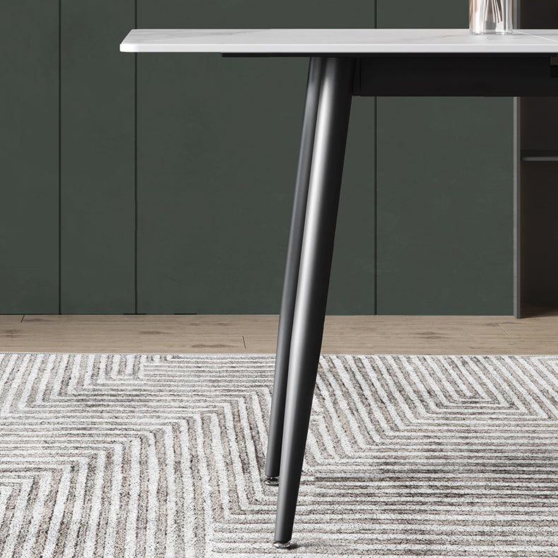 51.18''L Minimalist Sintered Stone Table Rectangle Extendable Dining Table for Kitchen Clearhalo ' dining_table' 'Dining Tables & Seating' 'Dining Tables' 'furn' 'furn_dining_table' 'Furniture' 'furniture_dining_table' 'Kitchen & Dining Furniture' 'kitchen&dining_furn' 'kitchen' 'kitchen_dining_table' 4195873