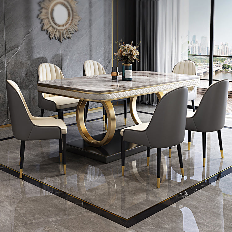 Rectangle Table Traditional Luxury Dinner Room Furniture with Metal Base Clearhalo ' dining_table' 'Dining Tables & Seating' 'Dining Tables' 'furn' 'furn_dining_table' 'Furniture' 'furniture_dining_table' 'Kitchen & Dining Furniture' 'kitchen&dining_furn' 'kitchen' 'kitchen_dining_table' 4195876