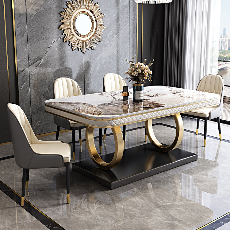 Rectangle Table Traditional Luxury Dinner Room Furniture with Metal Base Clearhalo ' dining_table' 'Dining Tables & Seating' 'Dining Tables' 'furn' 'furn_dining_table' 'Furniture' 'furniture_dining_table' 'Kitchen & Dining Furniture' 'kitchen&dining_furn' 'kitchen' 'kitchen_dining_table' 4195879