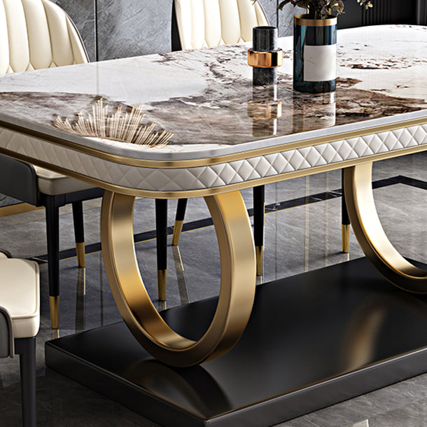 Rectangle Table Traditional Luxury Dinner Room Furniture with Metal Base Clearhalo ' dining_table' 'Dining Tables & Seating' 'Dining Tables' 'furn' 'furn_dining_table' 'Furniture' 'furniture_dining_table' 'Kitchen & Dining Furniture' 'kitchen&dining_furn' 'kitchen' 'kitchen_dining_table' 4195882