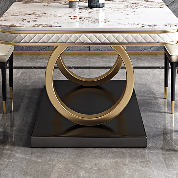 Rectangle Table Traditional Luxury Dinner Room Furniture with Metal Base Clearhalo ' dining_table' 'Dining Tables & Seating' 'Dining Tables' 'furn' 'furn_dining_table' 'Furniture' 'furniture_dining_table' 'Kitchen & Dining Furniture' 'kitchen&dining_furn' 'kitchen' 'kitchen_dining_table' 4195883