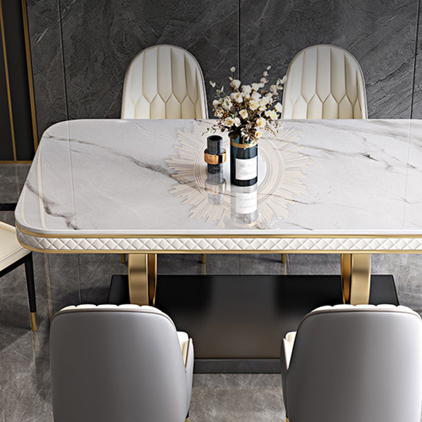 Rectangle Table Traditional Luxury Dinner Room Furniture with Metal Base Clearhalo ' dining_table' 'Dining Tables & Seating' 'Dining Tables' 'furn' 'furn_dining_table' 'Furniture' 'furniture_dining_table' 'Kitchen & Dining Furniture' 'kitchen&dining_furn' 'kitchen' 'kitchen_dining_table' 4195884