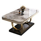 Rectangle Table Traditional Luxury Dinner Room Furniture with Metal Base Gray Without Chairs Clearhalo ' dining_table' 'Dining Tables & Seating' 'Dining Tables' 'furn' 'furn_dining_table' 'Furniture' 'furniture_dining_table' 'Kitchen & Dining Furniture' 'kitchen&dining_furn' 'kitchen' 'kitchen_dining_table' 4195886