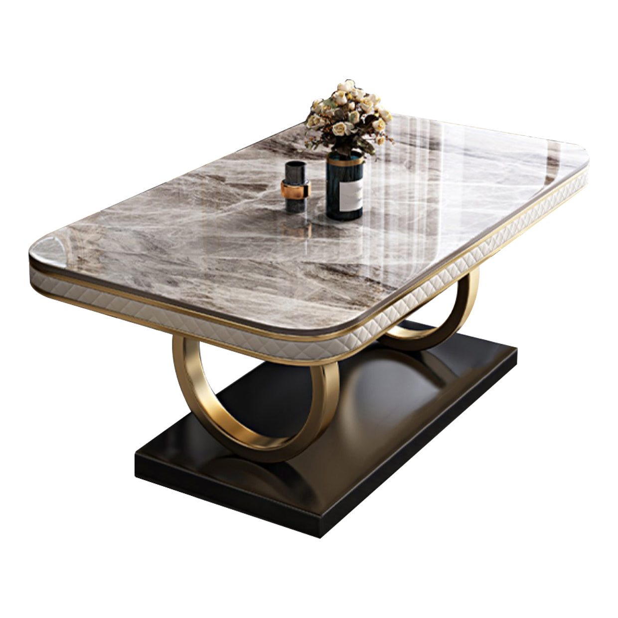 Rectangle Table Traditional Luxury Dinner Room Furniture with Metal Base Gray Without Chairs Clearhalo ' dining_table' 'Dining Tables & Seating' 'Dining Tables' 'furn' 'furn_dining_table' 'Furniture' 'furniture_dining_table' 'Kitchen & Dining Furniture' 'kitchen&dining_furn' 'kitchen' 'kitchen_dining_table' 4195886