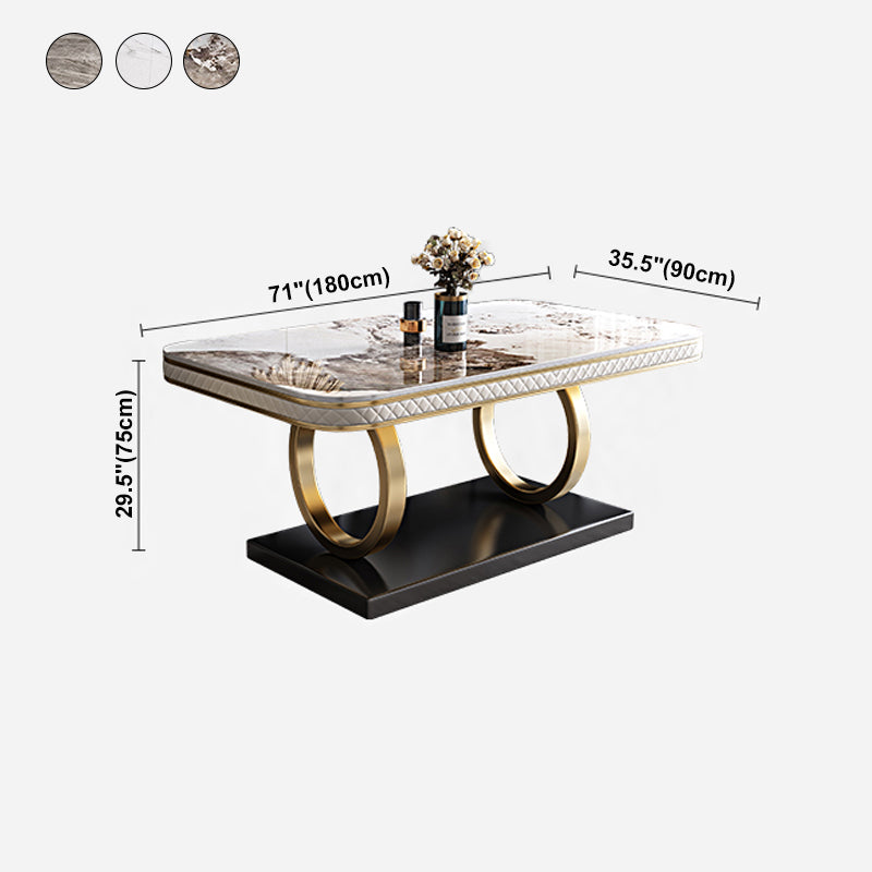 Rectangle Table Traditional Luxury Dinner Room Furniture with Metal Base Clearhalo ' dining_table' 'Dining Tables & Seating' 'Dining Tables' 'furn' 'furn_dining_table' 'Furniture' 'furniture_dining_table' 'Kitchen & Dining Furniture' 'kitchen&dining_furn' 'kitchen' 'kitchen_dining_table' 4195891