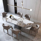 Metal Traditional Luxury Table Rectangle Sintered Stone Dining Table with Pedestal Base Clearhalo ' dining_table' 'Dining Tables & Seating' 'Dining Tables' 'furn' 'furn_dining_table' 'Furniture' 'furniture_dining_table' 'Kitchen & Dining Furniture' 'kitchen&dining_furn' 'kitchen' 'kitchen_dining_table' 4195924