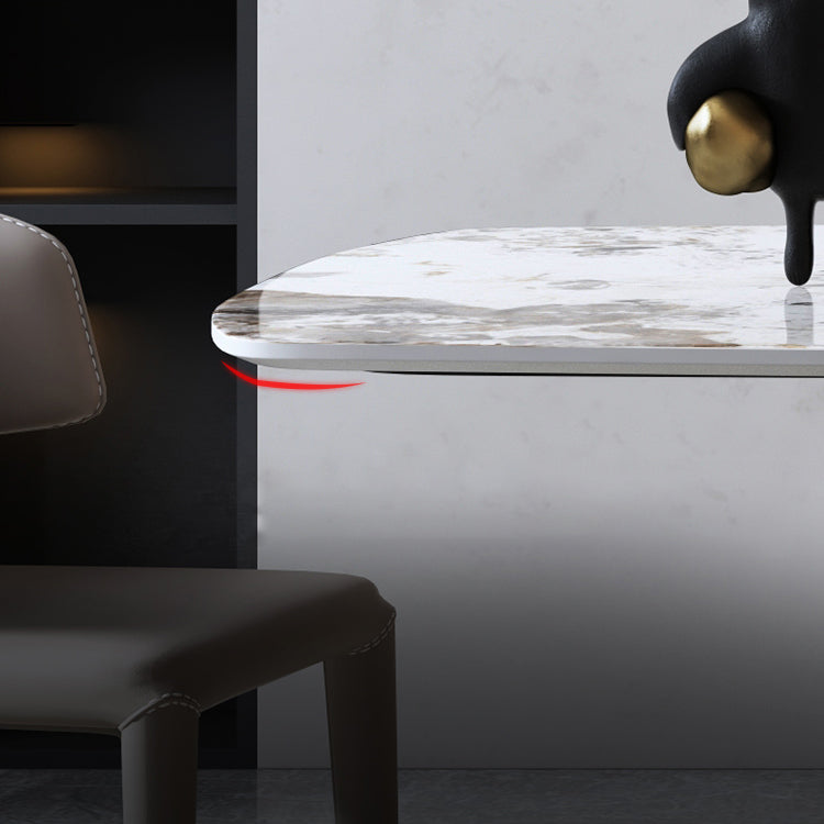 Metal Traditional Luxury Table Rectangle Sintered Stone Dining Table with Pedestal Base Clearhalo ' dining_table' 'Dining Tables & Seating' 'Dining Tables' 'furn' 'furn_dining_table' 'Furniture' 'furniture_dining_table' 'Kitchen & Dining Furniture' 'kitchen&dining_furn' 'kitchen' 'kitchen_dining_table' 4195929
