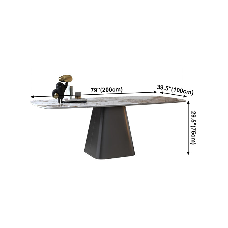 Metal Traditional Luxury Table Rectangle Sintered Stone Dining Table with Pedestal Base Clearhalo ' dining_table' 'Dining Tables & Seating' 'Dining Tables' 'furn' 'furn_dining_table' 'Furniture' 'furniture_dining_table' 'Kitchen & Dining Furniture' 'kitchen&dining_furn' 'kitchen' 'kitchen_dining_table' 4195934