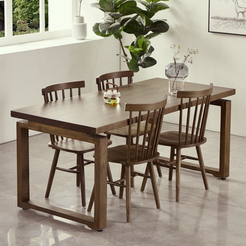Solid Wood Brown Tone Table Simplicity Sled Base Table for Dining Room Clearhalo ' dining_table' 'Dining Tables & Seating' 'Dining Tables' 'furn' 'furn_dining_table' 'Furniture' 'furniture_dining_table' 'Kitchen & Dining Furniture' 'kitchen&dining_furn' 'kitchen' 'kitchen_dining_table' 4195936