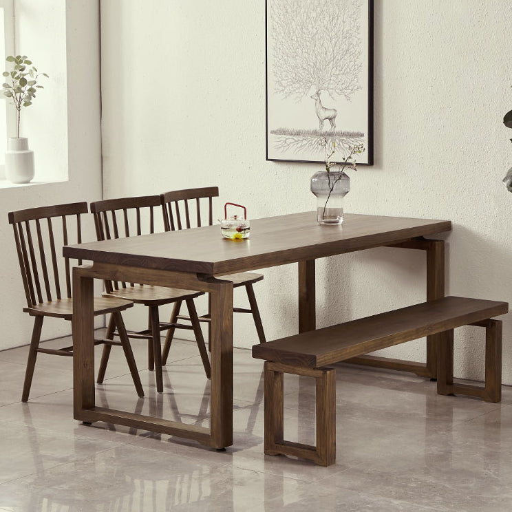 Solid Wood Brown Tone Table Simplicity Sled Base Table for Dining Room Clearhalo ' dining_table' 'Dining Tables & Seating' 'Dining Tables' 'furn' 'furn_dining_table' 'Furniture' 'furniture_dining_table' 'Kitchen & Dining Furniture' 'kitchen&dining_furn' 'kitchen' 'kitchen_dining_table' 4195938