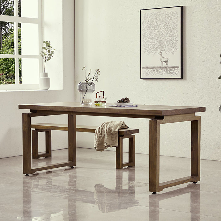 Solid Wood Brown Tone Table Simplicity Sled Base Table for Dining Room Clearhalo ' dining_table' 'Dining Tables & Seating' 'Dining Tables' 'furn' 'furn_dining_table' 'Furniture' 'furniture_dining_table' 'Kitchen & Dining Furniture' 'kitchen&dining_furn' 'kitchen' 'kitchen_dining_table' 4195942