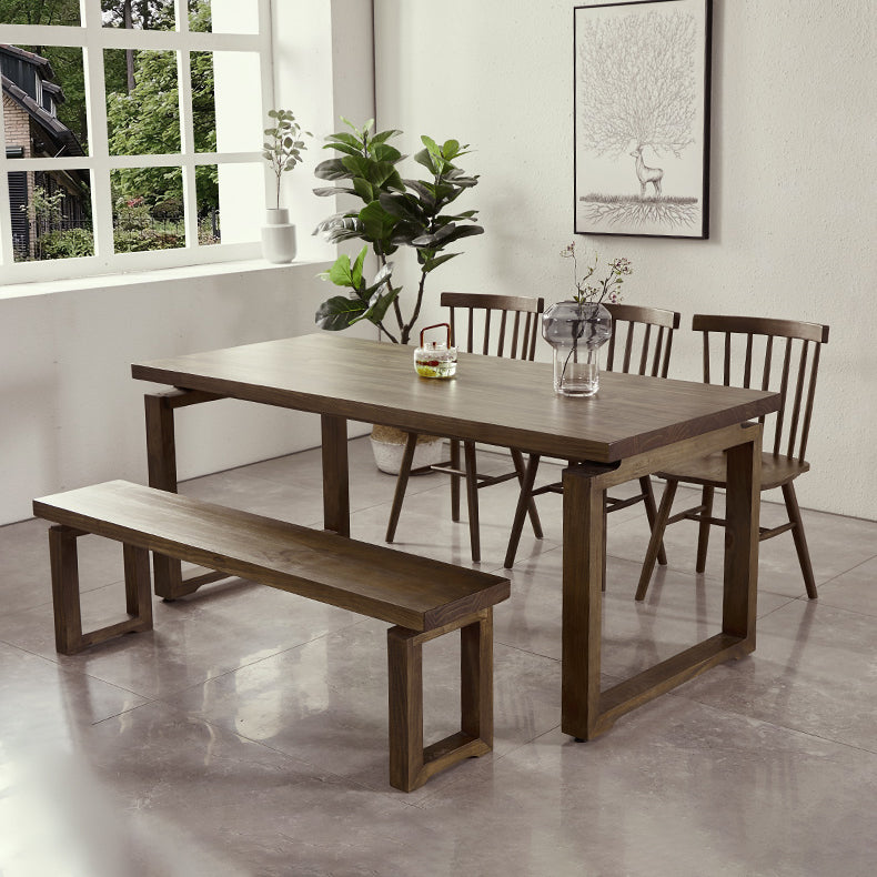 Solid Wood Brown Tone Table Simplicity Sled Base Table for Dining Room Clearhalo ' dining_table' 'Dining Tables & Seating' 'Dining Tables' 'furn' 'furn_dining_table' 'Furniture' 'furniture_dining_table' 'Kitchen & Dining Furniture' 'kitchen&dining_furn' 'kitchen' 'kitchen_dining_table' 4195944