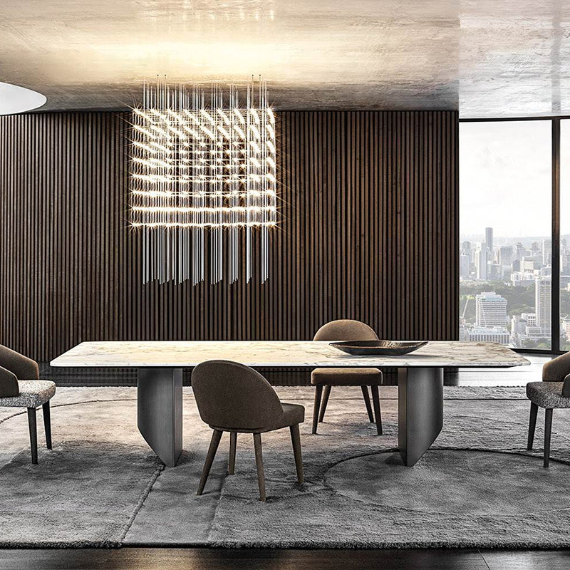 Contemporary Rectangle Shape White Table Standard Sintered Stone Dining Table for Kitchen Clearhalo ' dining_table' 'Dining Tables & Seating' 'Dining Tables' 'furn' 'furn_dining_table' 'Furniture' 'furniture_dining_table' 'Kitchen & Dining Furniture' 'kitchen&dining_furn' 'kitchen' 'kitchen_dining_table' 4195951