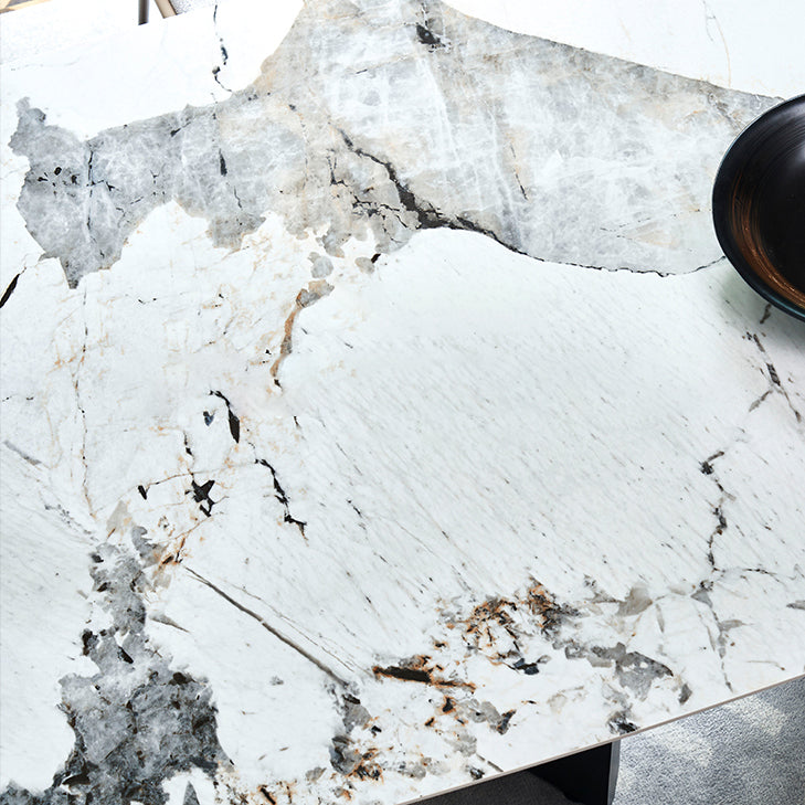 Contemporary Rectangle Shape White Table Standard Sintered Stone Dining Table for Kitchen Clearhalo ' dining_table' 'Dining Tables & Seating' 'Dining Tables' 'furn' 'furn_dining_table' 'Furniture' 'furniture_dining_table' 'Kitchen & Dining Furniture' 'kitchen&dining_furn' 'kitchen' 'kitchen_dining_table' 4195953