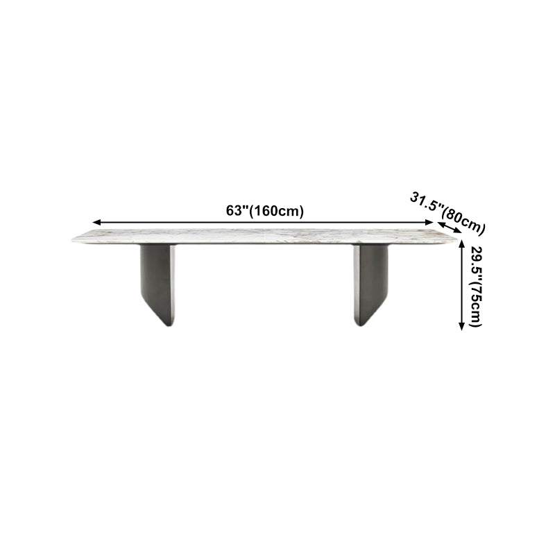 Contemporary Rectangle Shape White Table Standard Sintered Stone Dining Table for Kitchen Clearhalo ' dining_table' 'Dining Tables & Seating' 'Dining Tables' 'furn' 'furn_dining_table' 'Furniture' 'furniture_dining_table' 'Kitchen & Dining Furniture' 'kitchen&dining_furn' 'kitchen' 'kitchen_dining_table' 4195960