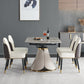 Casual Extendable Round Shape Table Sintered Stone Standard Dining Table for Kitchen Clearhalo ' dining_table' 'Dining Tables & Seating' 'Dining Tables' 'furn' 'furn_dining_table' 'Furniture' 'furniture_dining_table' 'Kitchen & Dining Furniture' 'kitchen&dining_furn' 'kitchen' 'kitchen_dining_table' 4195990