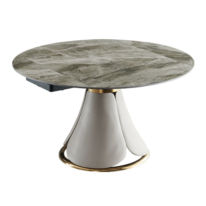 Casual Extendable Round Shape Table Sintered Stone Standard Dining Table for Kitchen Without Chairs Clearhalo ' dining_table' 'Dining Tables & Seating' 'Dining Tables' 'furn' 'furn_dining_table' 'Furniture' 'furniture_dining_table' 'Kitchen & Dining Furniture' 'kitchen&dining_furn' 'kitchen' 'kitchen_dining_table' 4195993