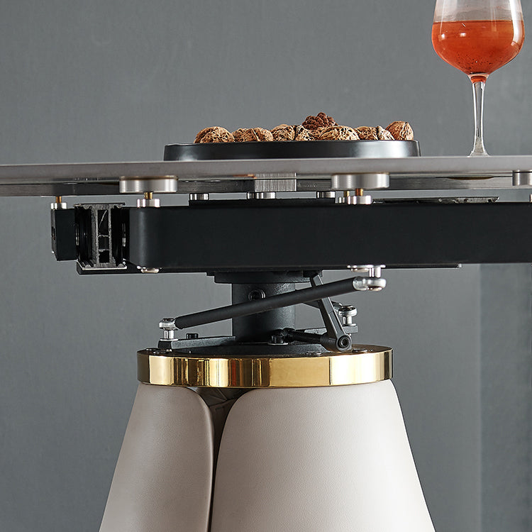 Casual Extendable Round Shape Table Sintered Stone Standard Dining Table for Kitchen Clearhalo ' dining_table' 'Dining Tables & Seating' 'Dining Tables' 'furn' 'furn_dining_table' 'Furniture' 'furniture_dining_table' 'Kitchen & Dining Furniture' 'kitchen&dining_furn' 'kitchen' 'kitchen_dining_table' 4195994
