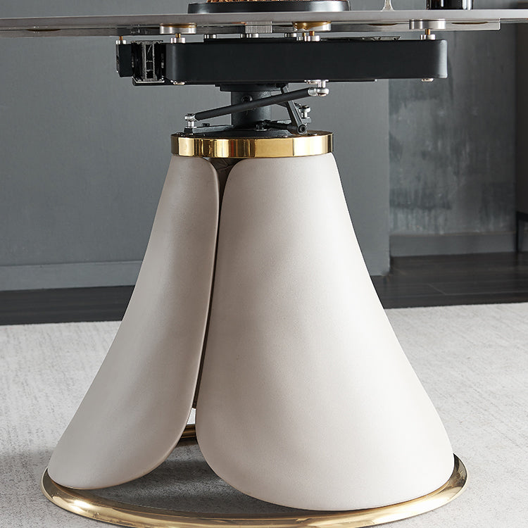 Casual Extendable Round Shape Table Sintered Stone Standard Dining Table for Kitchen Clearhalo ' dining_table' 'Dining Tables & Seating' 'Dining Tables' 'furn' 'furn_dining_table' 'Furniture' 'furniture_dining_table' 'Kitchen & Dining Furniture' 'kitchen&dining_furn' 'kitchen' 'kitchen_dining_table' 4195996