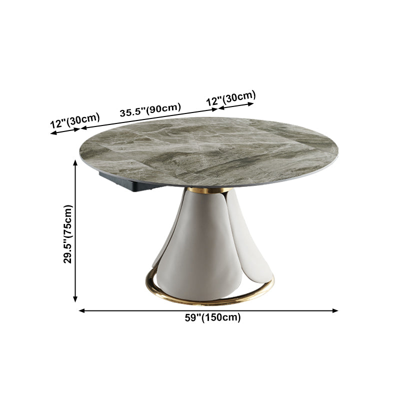 Casual Extendable Round Shape Table Sintered Stone Standard Dining Table for Kitchen Clearhalo ' dining_table' 'Dining Tables & Seating' 'Dining Tables' 'furn' 'furn_dining_table' 'Furniture' 'furniture_dining_table' 'Kitchen & Dining Furniture' 'kitchen&dining_furn' 'kitchen' 'kitchen_dining_table' 4196000