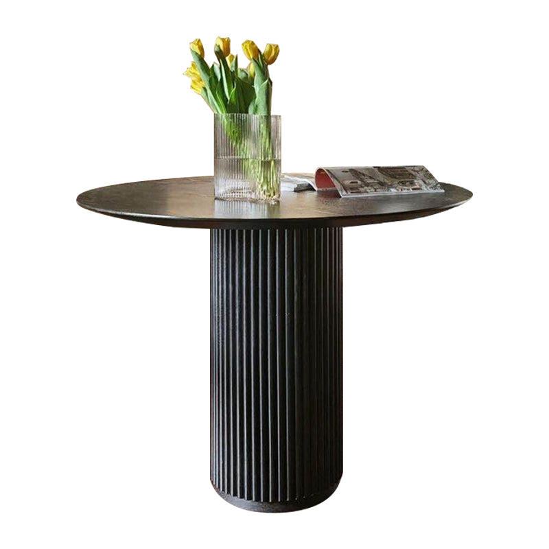 Round Casual Style Dining Table Wood Color Fixed Table with Solid Wood Black Without Chairs Clearhalo ' dining_table' 'Dining Tables & Seating' 'Dining Tables' 'furn' 'furn_dining_table' 'Furniture' 'furniture_dining_table' 'Kitchen & Dining Furniture' 'kitchen&dining_furn' 'kitchen' 'kitchen_dining_table' 4196009