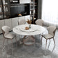 Glam Sintered Stone White Table Round Shape Standard Dining Table for Kitchen Clearhalo ' dining_table' 'Dining Tables & Seating' 'Dining Tables' 'furn' 'furn_dining_table' 'Furniture' 'furniture_dining_table' 'Kitchen & Dining Furniture' 'kitchen&dining_furn' 'kitchen' 'kitchen_dining_table' 4196016