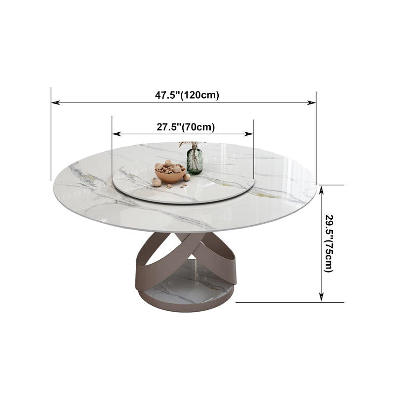 Glam Sintered Stone White Table Round Shape Standard Dining Table for Kitchen Clearhalo ' dining_table' 'Dining Tables & Seating' 'Dining Tables' 'furn' 'furn_dining_table' 'Furniture' 'furniture_dining_table' 'Kitchen & Dining Furniture' 'kitchen&dining_furn' 'kitchen' 'kitchen_dining_table' 4196024