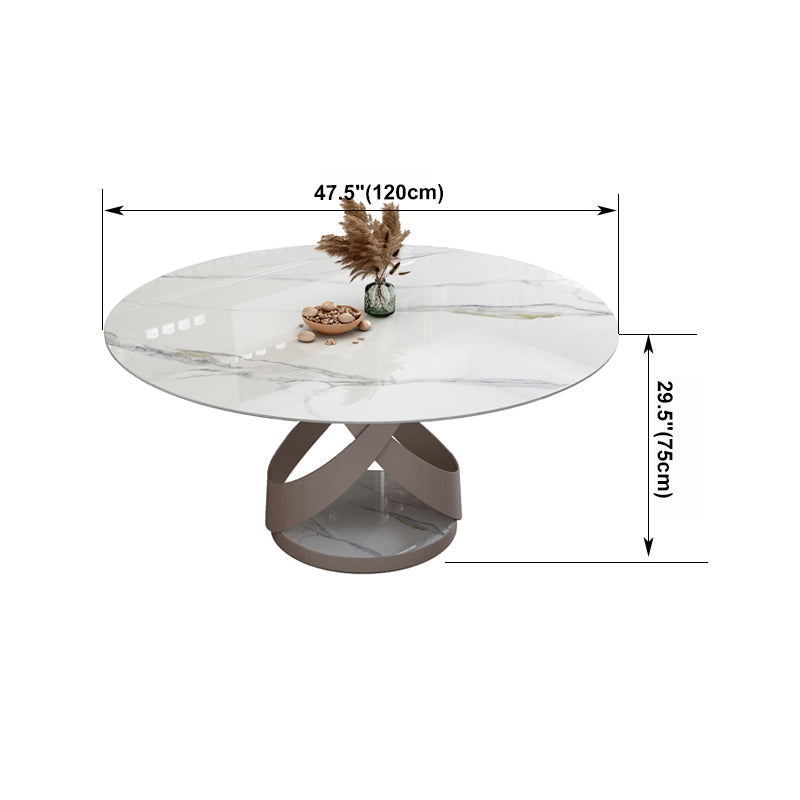 Glam Sintered Stone White Table Round Shape Standard Dining Table for Kitchen Clearhalo ' dining_table' 'Dining Tables & Seating' 'Dining Tables' 'furn' 'furn_dining_table' 'Furniture' 'furniture_dining_table' 'Kitchen & Dining Furniture' 'kitchen&dining_furn' 'kitchen' 'kitchen_dining_table' 4196025