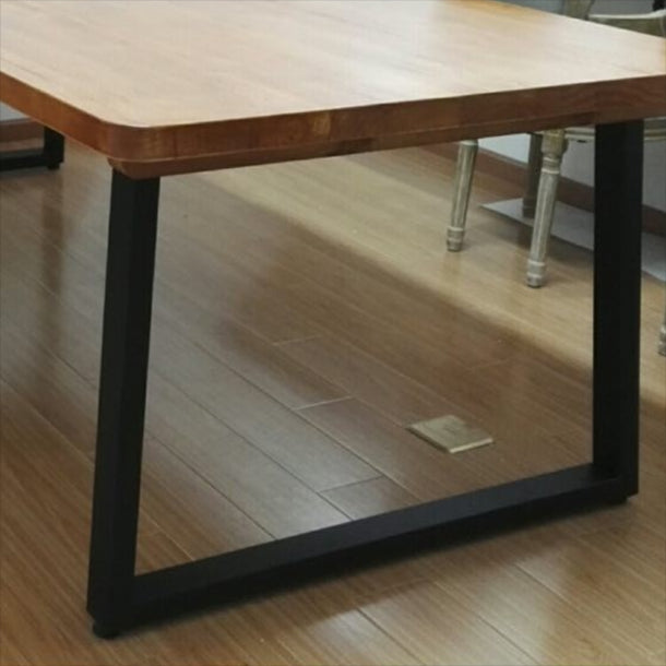 Rectangle Sled Base Industrial Table Wood Color Fixed Table of Solid Wood Clearhalo ' dining_table' 'Dining Tables & Seating' 'Dining Tables' 'furn' 'furn_dining_table' 'Furniture' 'furniture_dining_table' 'Kitchen & Dining Furniture' 'kitchen&dining_furn' 'kitchen' 'kitchen_dining_table' 4196032