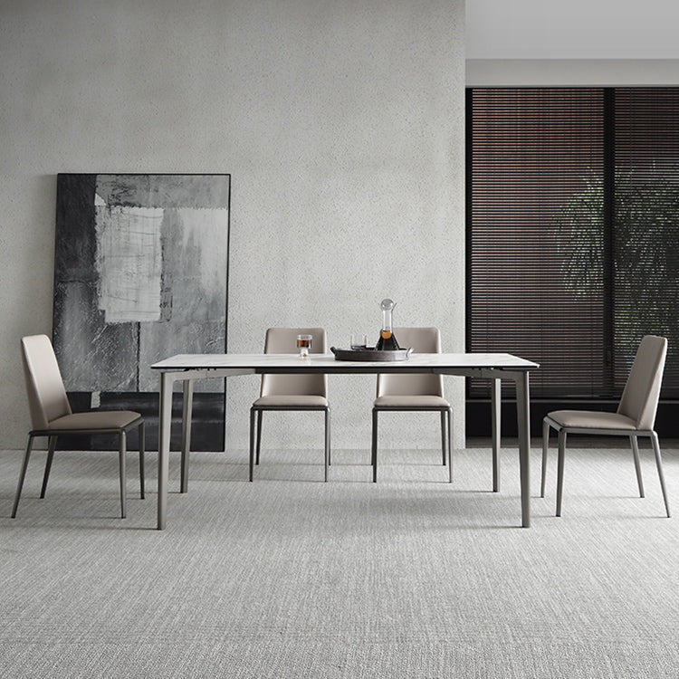 Sintered Stone Dining Table Luxury Style 4 Legs Rectangle Table for Home Clearhalo ' dining_table' 'Dining Tables & Seating' 'Dining Tables' 'furn' 'furn_dining_table' 'Furniture' 'furniture_dining_table' 'Kitchen & Dining Furniture' 'kitchen&dining_furn' 'kitchen' 'kitchen_dining_table' 4196047