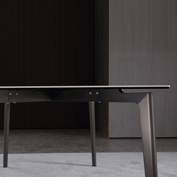 Sintered Stone Dining Table Luxury Style 4 Legs Rectangle Table for Home Clearhalo ' dining_table' 'Dining Tables & Seating' 'Dining Tables' 'furn' 'furn_dining_table' 'Furniture' 'furniture_dining_table' 'Kitchen & Dining Furniture' 'kitchen&dining_furn' 'kitchen' 'kitchen_dining_table' 4196053