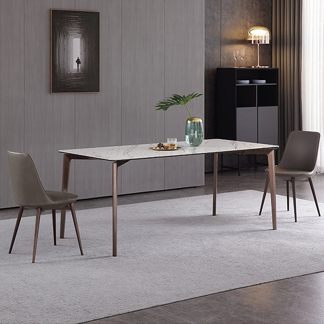 Sintered Stone Dining Table Luxury Style 4 Legs Rectangle Table for Home Clearhalo ' dining_table' 'Dining Tables & Seating' 'Dining Tables' 'furn' 'furn_dining_table' 'Furniture' 'furniture_dining_table' 'Kitchen & Dining Furniture' 'kitchen&dining_furn' 'kitchen' 'kitchen_dining_table' 4196056