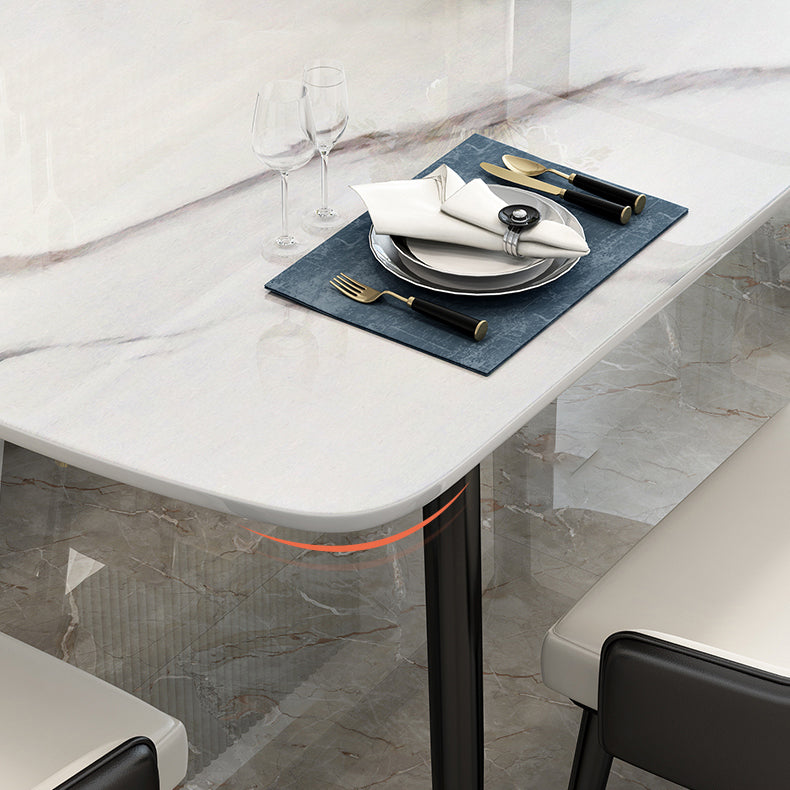 Sintered Stone Dining Table Luxury Style 4 Legs Carbon Steel Base Rectangle Table for Home Clearhalo ' dining_table' 'Dining Tables & Seating' 'Dining Tables' 'furn' 'furn_dining_table' 'Furniture' 'furniture_dining_table' 'Kitchen & Dining Furniture' 'kitchen&dining_furn' 'kitchen' 'kitchen_dining_table' 4196068