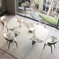 Rectangle Contemporary Dining Room Table White Sintered Stone Table with Black Metal Base Clearhalo ' dining_table' 'Dining Tables & Seating' 'Dining Tables' 'furn' 'furn_dining_table' 'Furniture' 'furniture_dining_table' 'Kitchen & Dining Furniture' 'kitchen&dining_furn' 'kitchen' 'kitchen_dining_table' 4196076