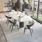 Rectangle Contemporary Dining Room Table White Sintered Stone Table with Black Metal Base Clearhalo ' dining_table' 'Dining Tables & Seating' 'Dining Tables' 'furn' 'furn_dining_table' 'Furniture' 'furniture_dining_table' 'Kitchen & Dining Furniture' 'kitchen&dining_furn' 'kitchen' 'kitchen_dining_table' 4196078