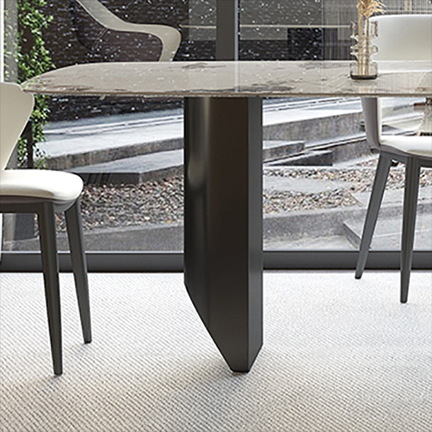 Rectangle Contemporary Dining Room Table White Sintered Stone Table with Black Metal Base Clearhalo ' dining_table' 'Dining Tables & Seating' 'Dining Tables' 'furn' 'furn_dining_table' 'Furniture' 'furniture_dining_table' 'Kitchen & Dining Furniture' 'kitchen&dining_furn' 'kitchen' 'kitchen_dining_table' 4196081